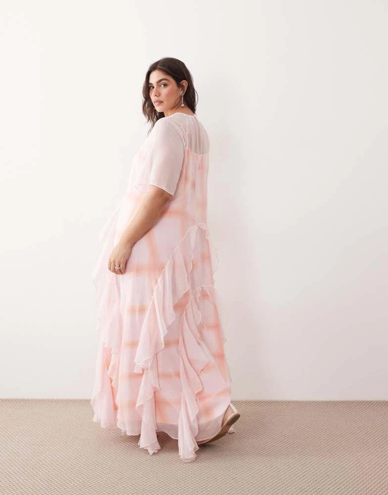 ARRANGE ARRANGE Curve layered ruffle down tiered maxi dress in light pink -  Dresses & Skirts - Free Shipping - BeyondStyle