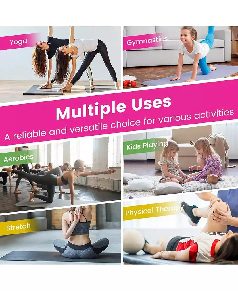 SUGIFT 4-Panel PU Leather Folding Exercise Mat with Carrying Handles-Green 8