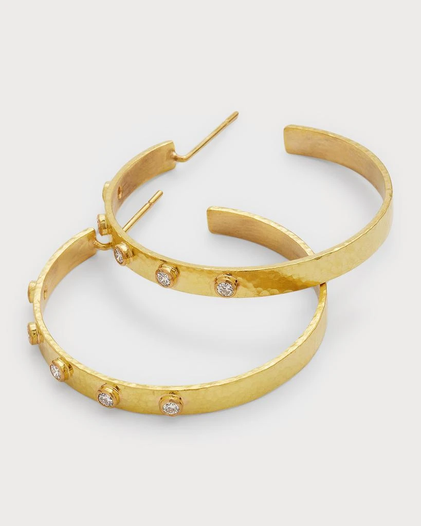 Elizabeth Locke 19k Diamond Flat Ribbon Hoop Earrings, 1.5"L 3