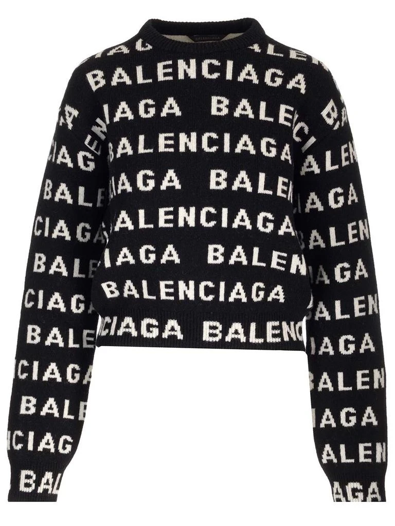 Balenciaga Balenciaga Logo Intarsia Knit Crewneck Jumper 1