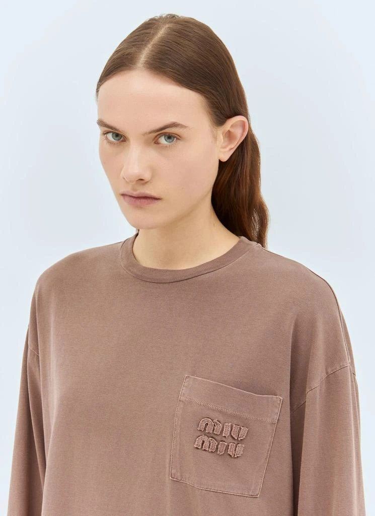 Miu Miu Long-Sleeve Logo T-Shirt 3