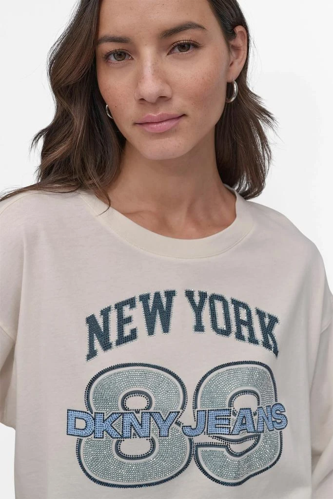 DKNY 89 MULTI COLOR RHINESTONE LOGO LONG SLEEVE TEE 5