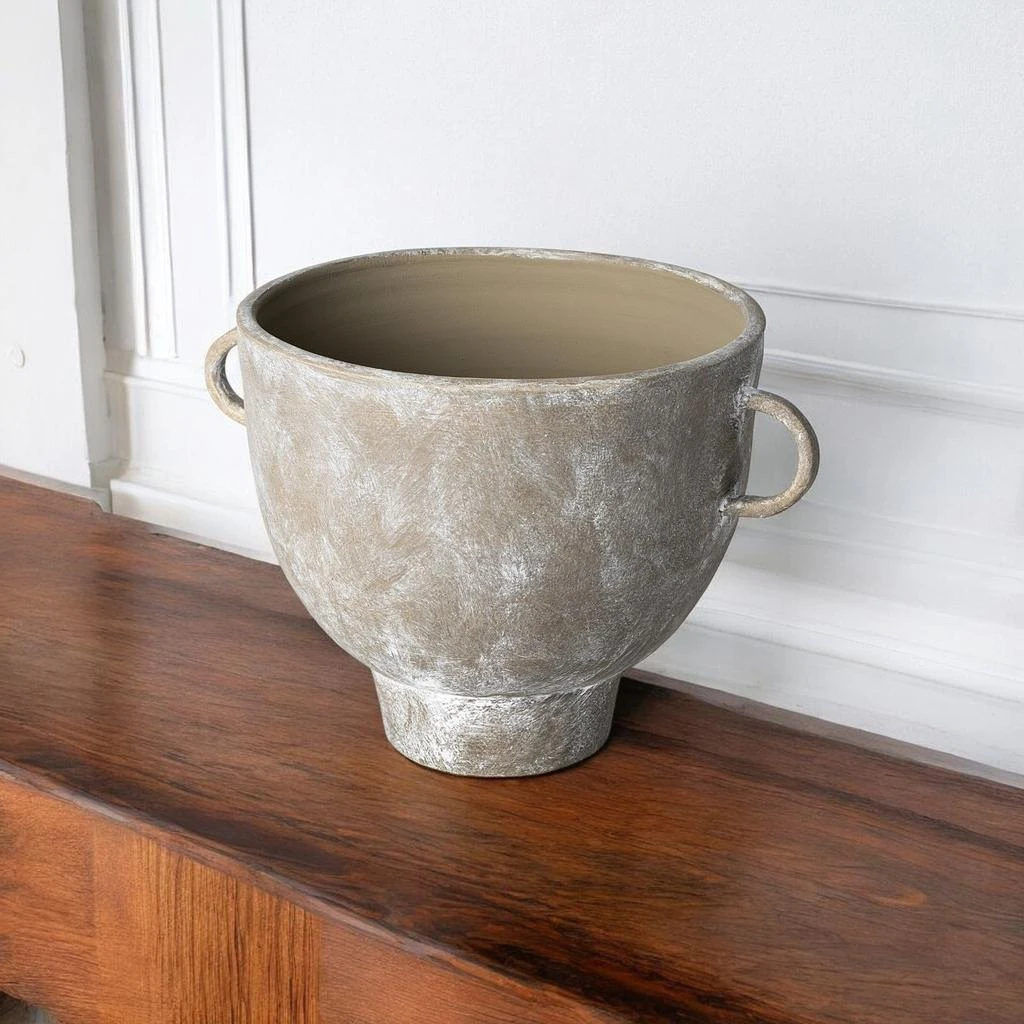 Hivvago 10" Brown Abstract Cylinder Ceramic Table Vase