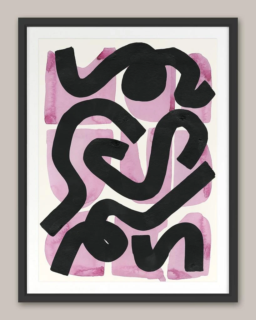 Grand Image Home Pink And Black Squiggle
 Framed Wall Art
