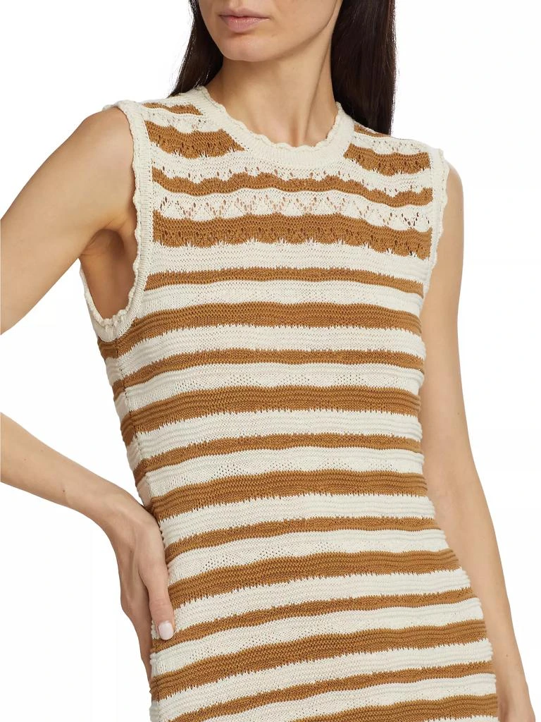 VERONICA BEARD Templeton Crochet-Knit Striped Minidress 6