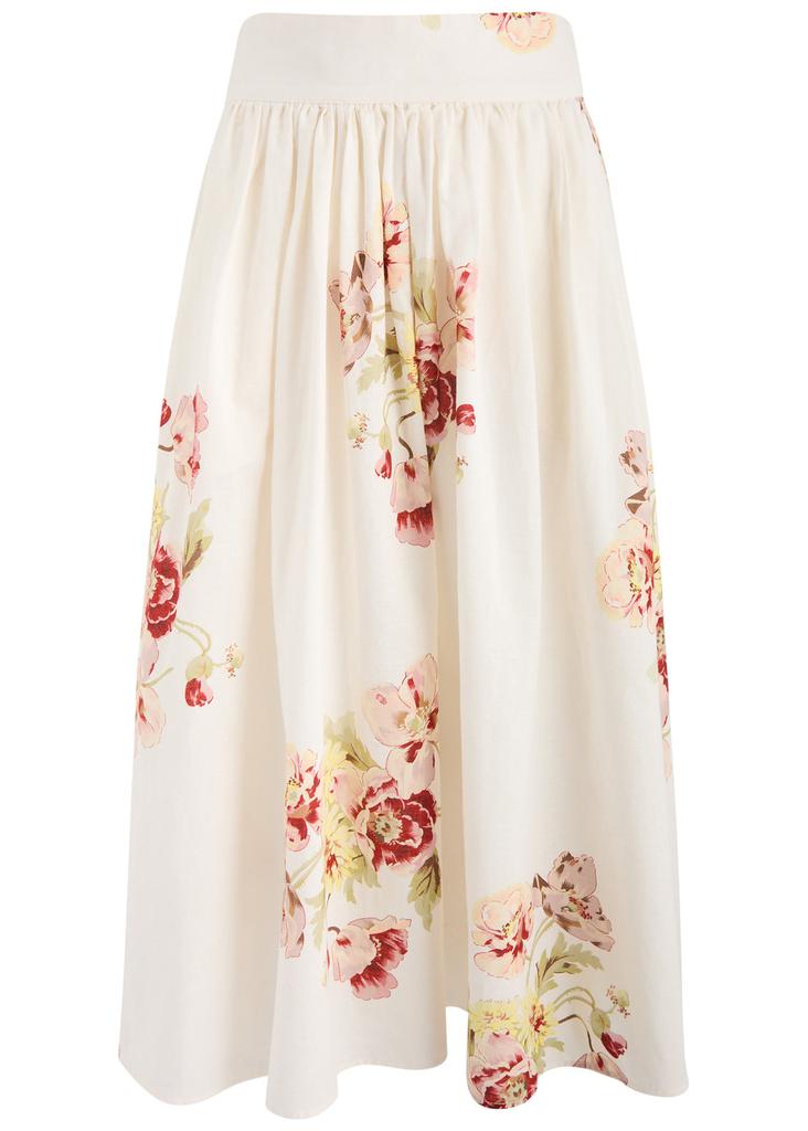 BYTIMO Floral-print cotton-blend midi skirt