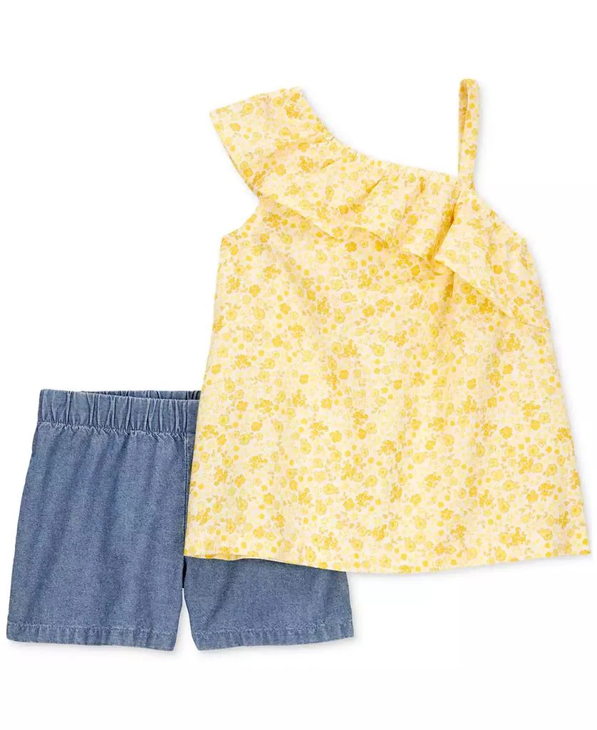 Carter's Toddler Girls Cotton Floral Top & Shorts, 2 Piece Set 1