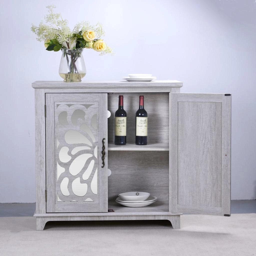 Streamdale Furniture Streamdale Elegant sideboard with 2 acrylic mirrored doors, Gray laminate 
MDF. 6
