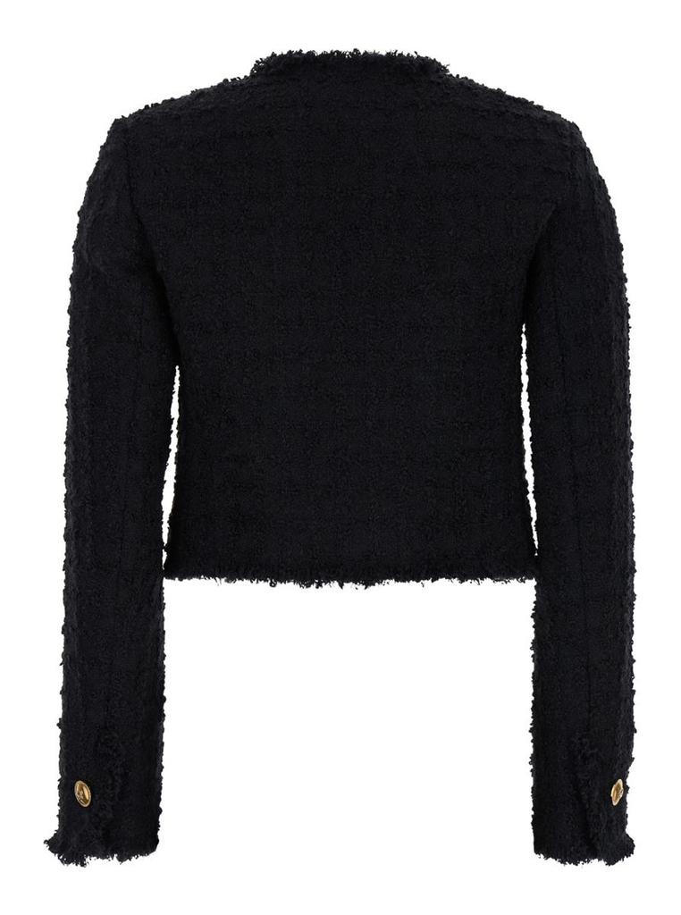 【関税&送料込み】Versace Black Crop Jacket With Jewel But Versace Black Crop Jacket With Jewel Buttons In Tweed Woman