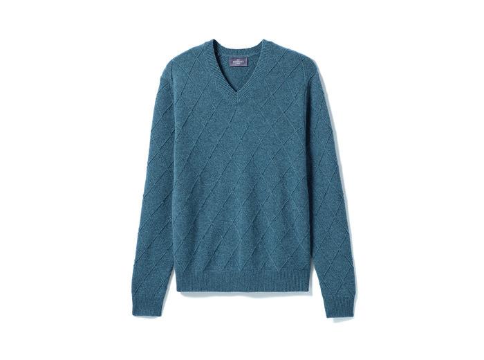 Eric Bompard Pull V losanges textures - Homme - BLEU MINERAL