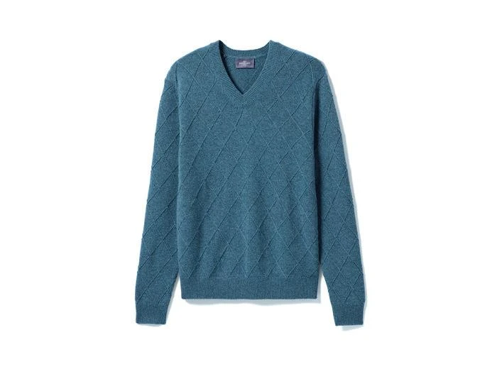 Eric Bompard Pull V losanges textures - Homme - BLEU MINERAL 1