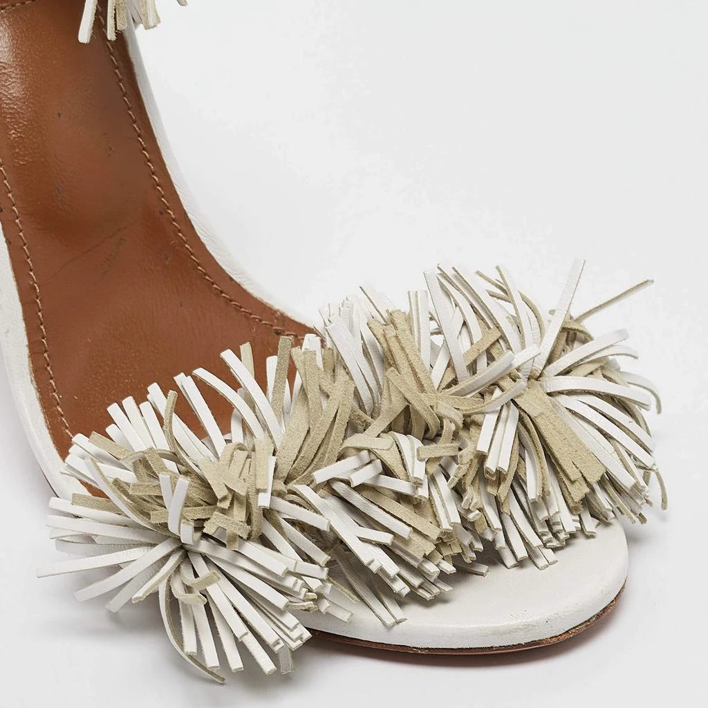Aquazzura Aquazzura White Leather Wild Thing Ankle Tie Sandals Size 39 7