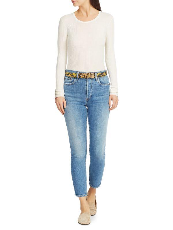 Versace Jeans Couture Logo Slide Buckle Leather Belt