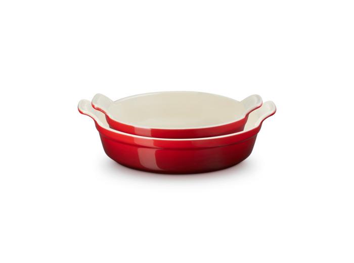 Le Creuset Set de 2 plats Héritage ronds en céramique cerise