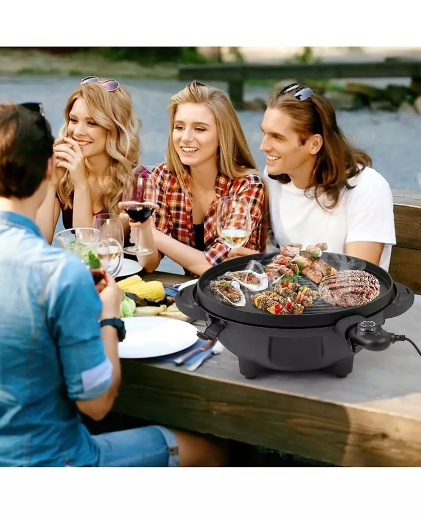 Ecooso Electric BBQ Grill 1200W Indoor Outdoor Grill with 2-Zone Non-Stick Grilling Plate-Red 9