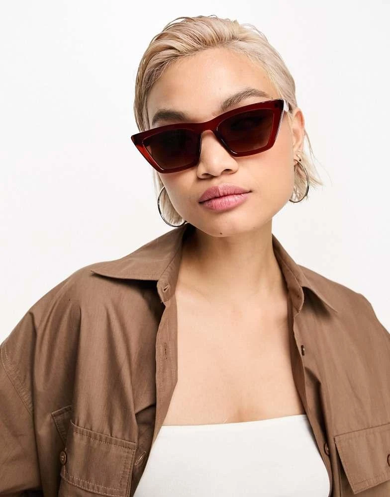 & Other Stories & Other Stories cat eye sunglasses in burgundy 3
