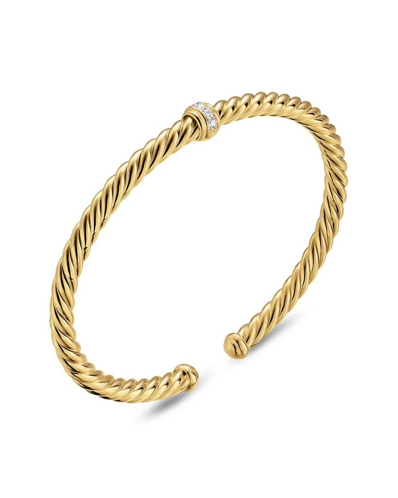 David Yurman Cablespira® Flex Station Bracelet in 18K Yellow Gold with Diamonds, 4mm 4