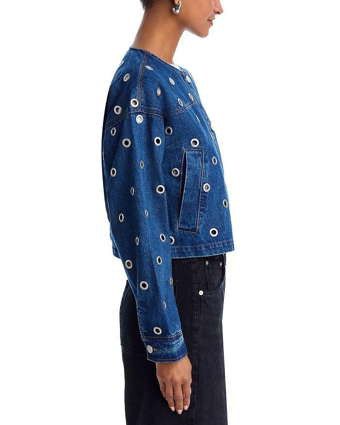 Blank NYC Denim Eyelet Collarless Jacket 4