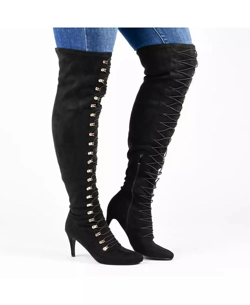 Journee Collection Women's Trill Wide Calf Lace Up Over The Knee Dress Boots 7