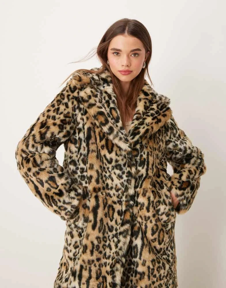 New Look New Look faux fur coat in leopard print 1