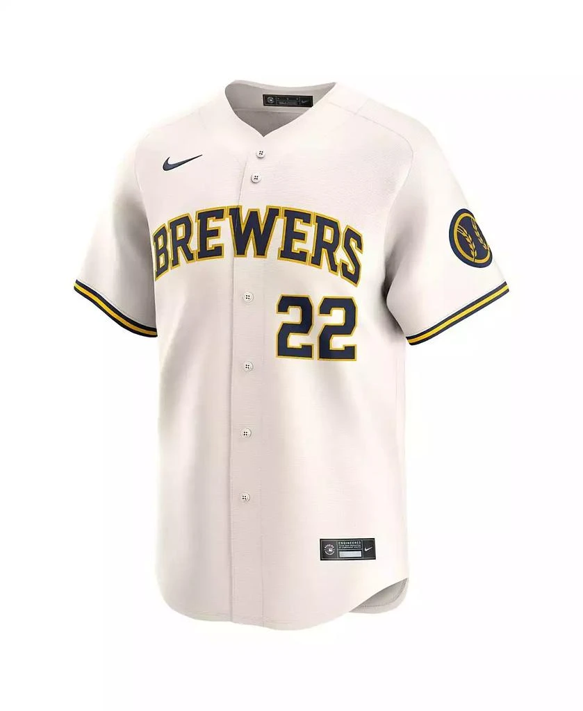 NIKE Men's Christian Yelich Cream Milwaukee Brewers Home Limited Player Jersey 3