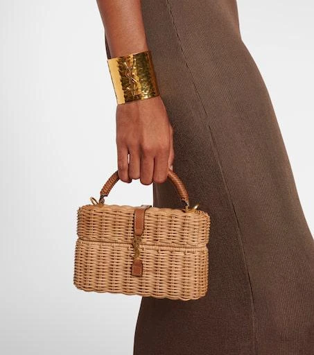 Yves Saint Laurent Gaby leather-trimmed wicker vanity bag 2