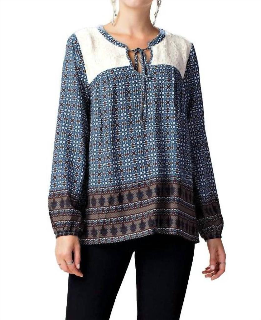Kori Kori - Border Print Lace Top
