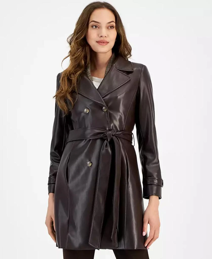 Tahari Women's Faux-Leather Trench Coat 1