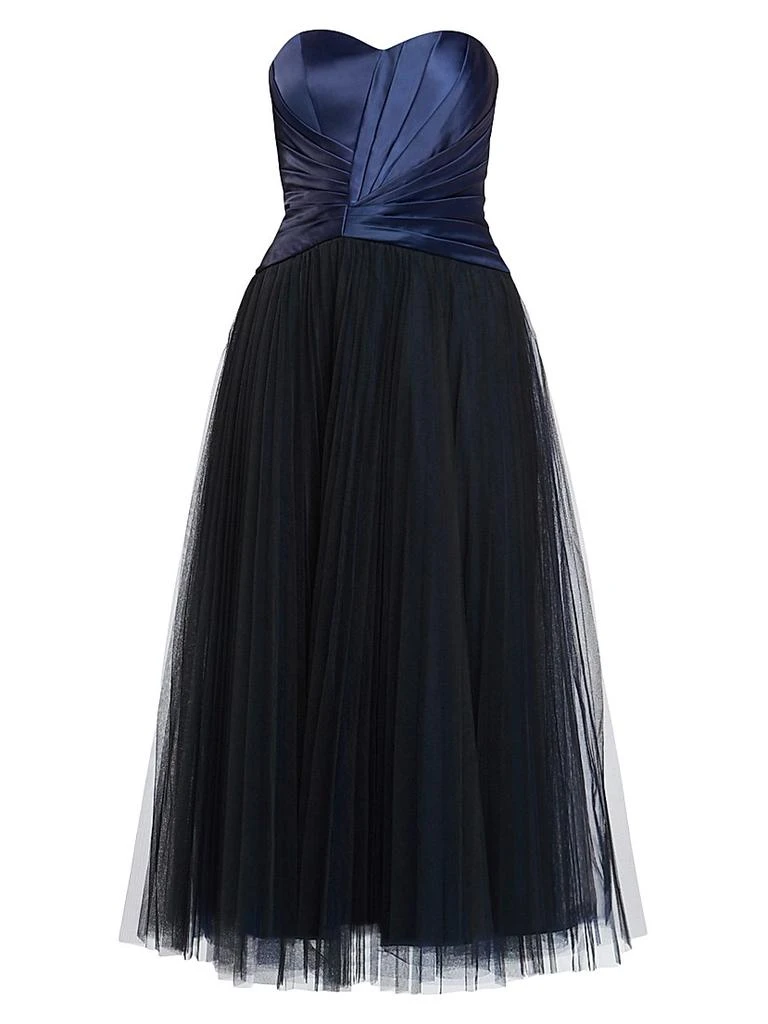 knee length dresses for ladies Pleated Bustier Midi Dress
