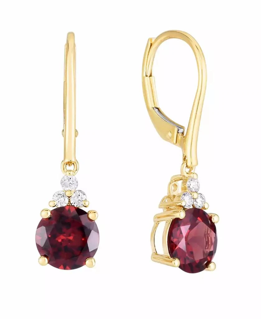 Macy
s Garnet (3 ct. t.w.) 
Diamonds (1/8 ct. t.w.) Lever-Back Earrings in 14k White Gold 2