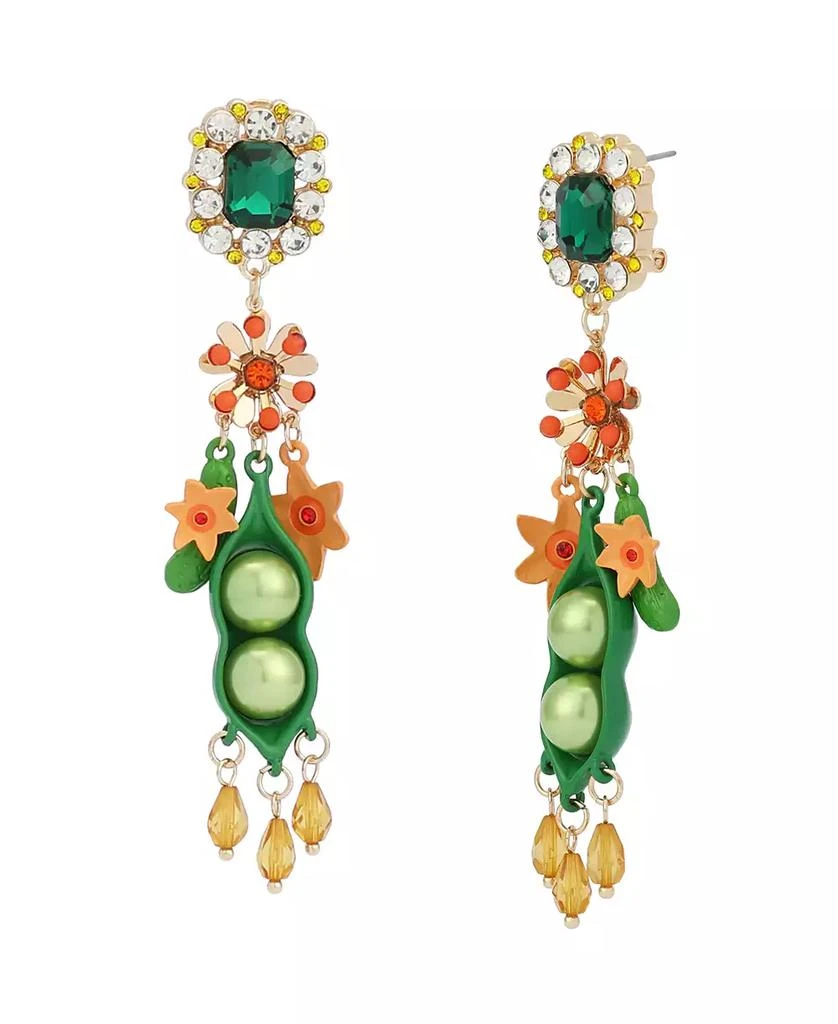 Betsey Johnson Faux Stone Hothouse Bloom Pea Drop Earrings