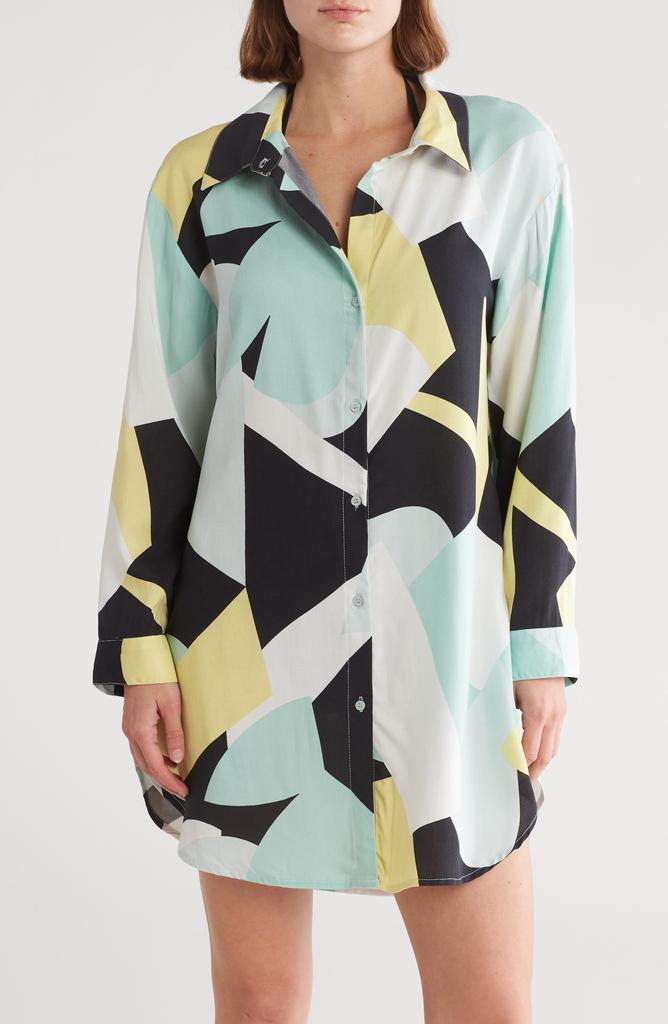 BOHO ME Floral Print Button-Up Cover-Up Shirt