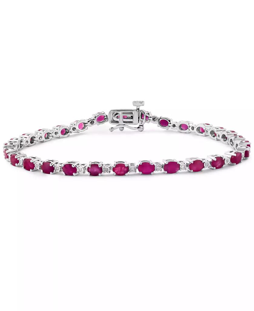 Effy EFFY® Ruby (6-1/3  ct. t.w.) 
Diamond (1/20 ct. t.w.) Link Bracelet in Sterling Silver