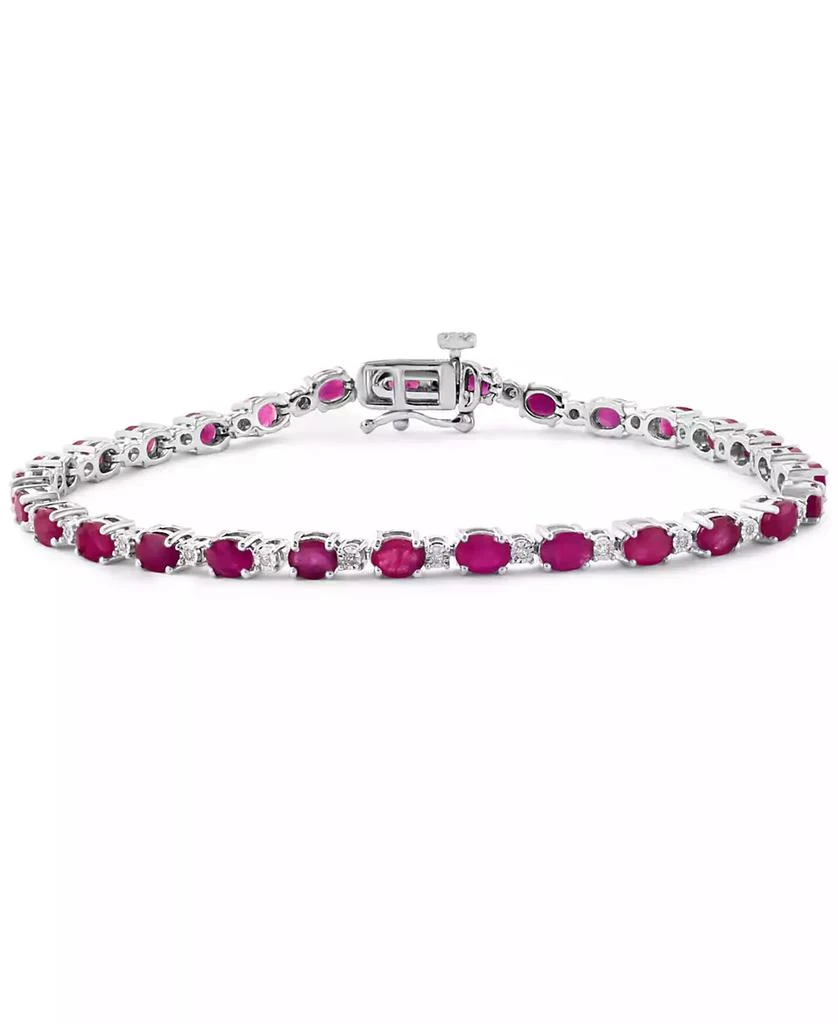 Effy EFFY® Ruby (6-1/3  ct. t.w.) 
Diamond (1/20 ct. t.w.) Link Bracelet in Sterling Silver 1