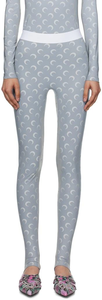 MARINE SERRE Silver All Over Moon Leggings 1