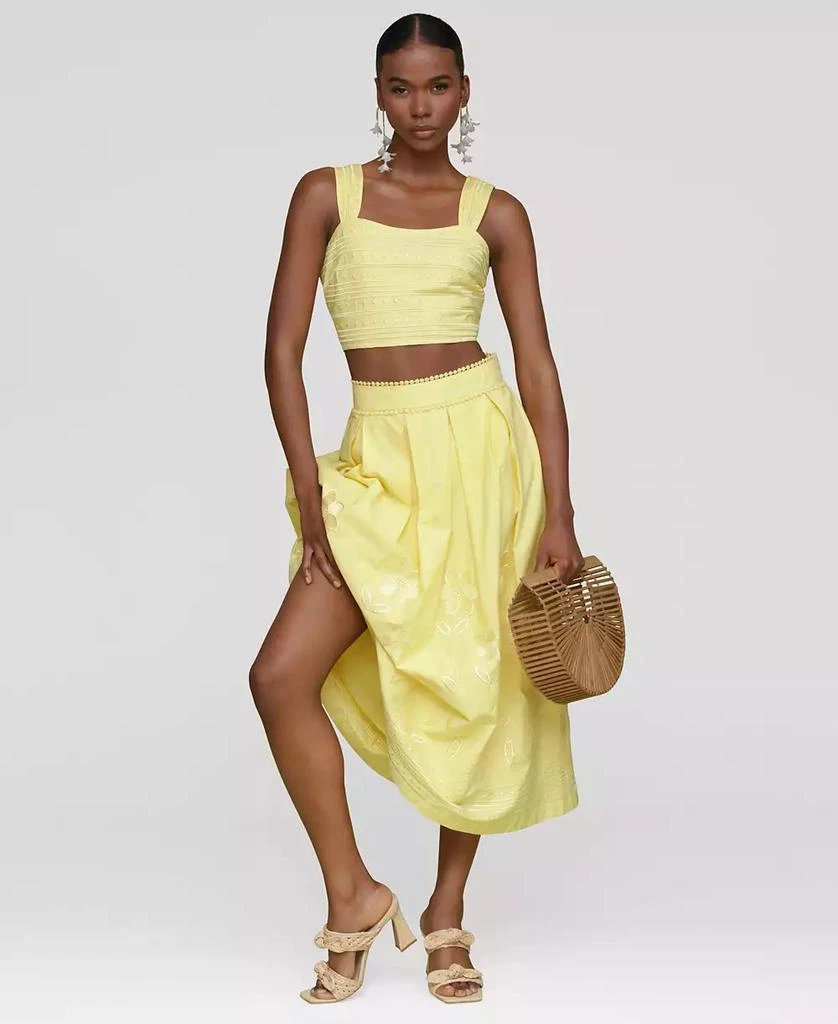 Avec Les Filles Women's Cotton Embroidered Midi Skirt 10
