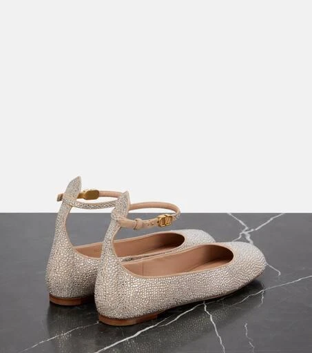 Valentino Tan-Go embellished suede ballet flats 3