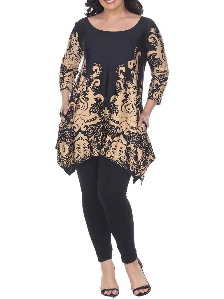 White Mark Plus Womens Sharkbite Hem Floral Tunic Top 7
