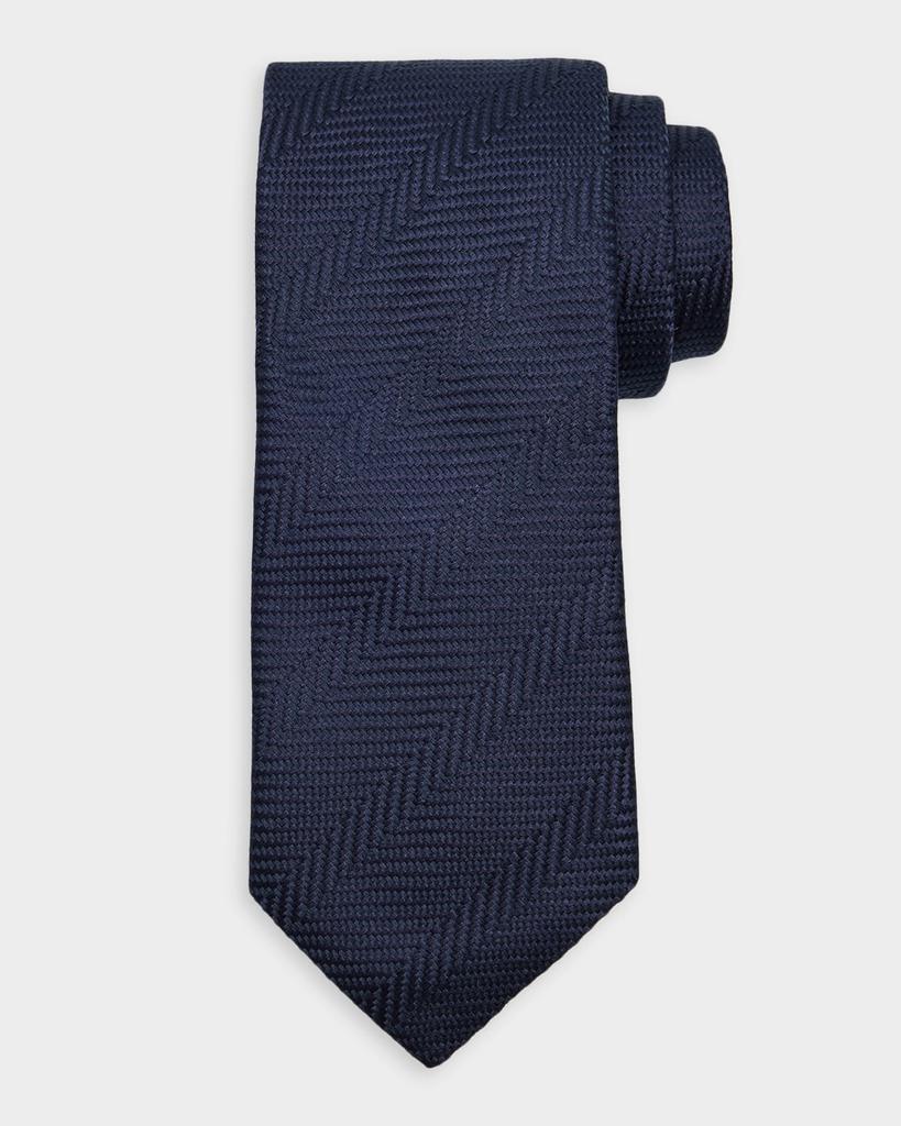 Brunello Cucinelli Men's Chevron Silk and Cotton Tie