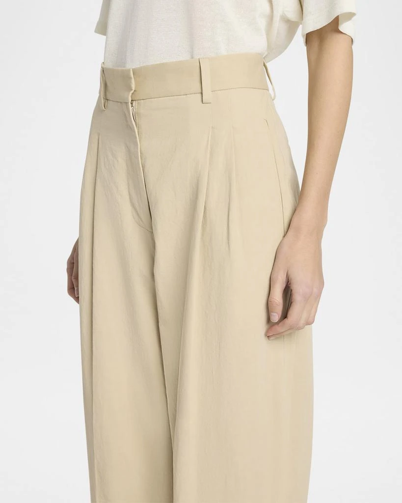 The Row Lilas Pleated Wide-Leg Cotton-Linen Pants 5