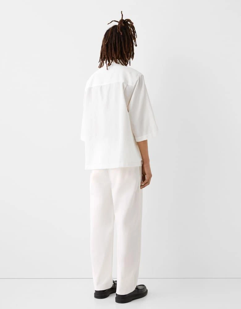 Bershka Bershka Collection revere collar shirt in white 2