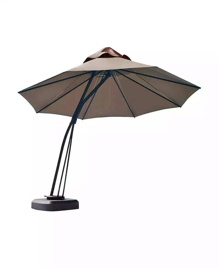 Slickblue Outdoor Cantilever Hanging Umbrella with Base and Wheels
