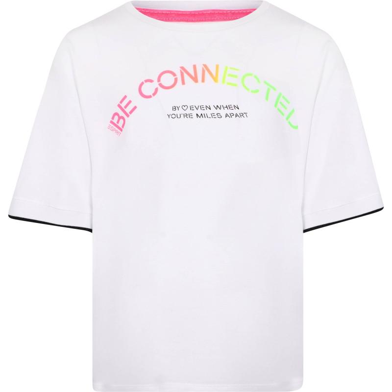 Esprit Be connected logo t shirt in white