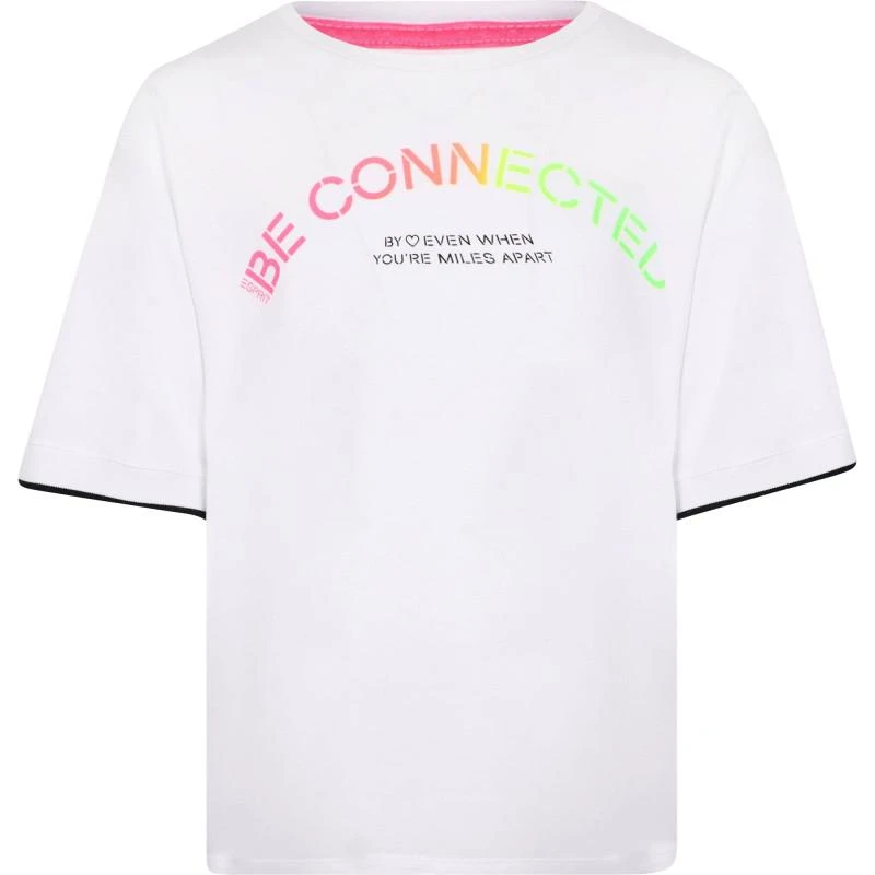 Esprit Be connected logo t shirt in white 1
