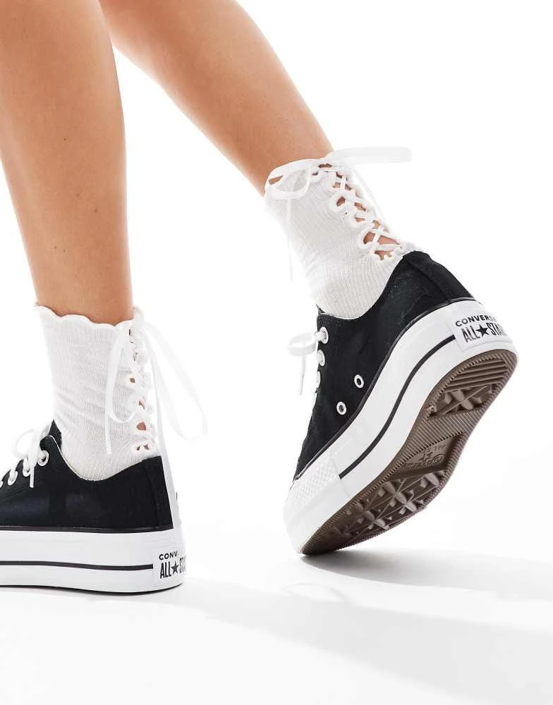 Converse Converse Chuck Taylor All Star Lift Ox Wide Fit trainers in black 3