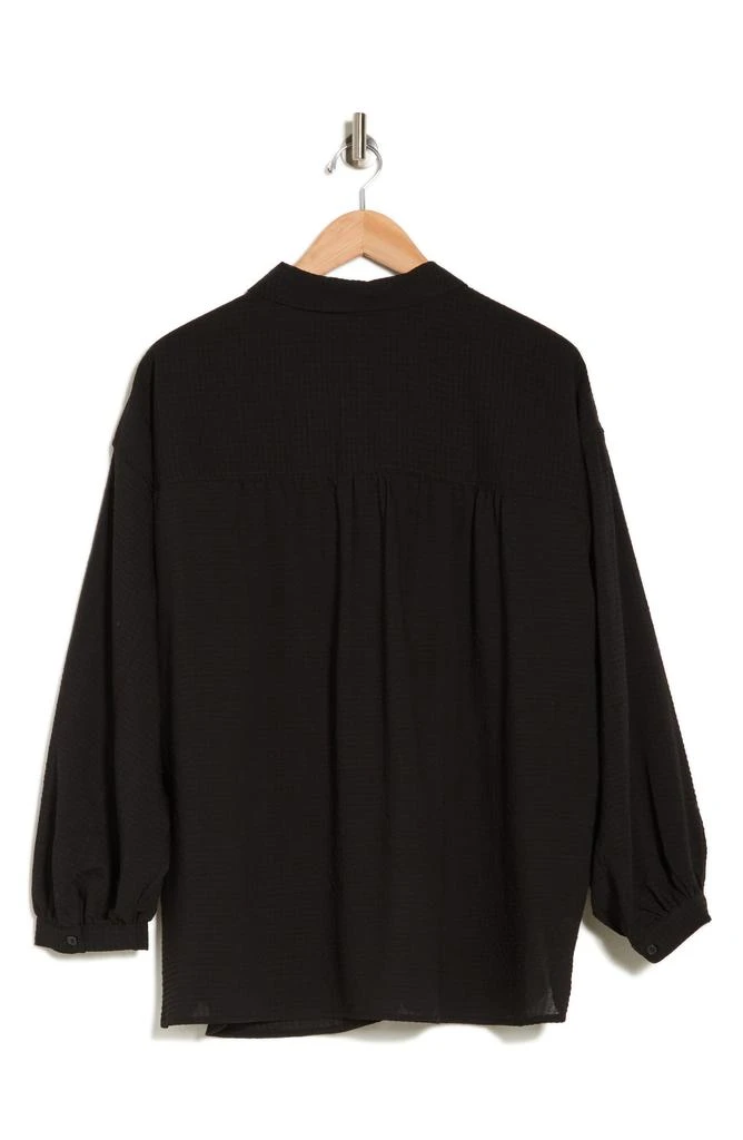 Grid Textured Long Sleeve Button-Up Shirt – On Sale Now with Up to