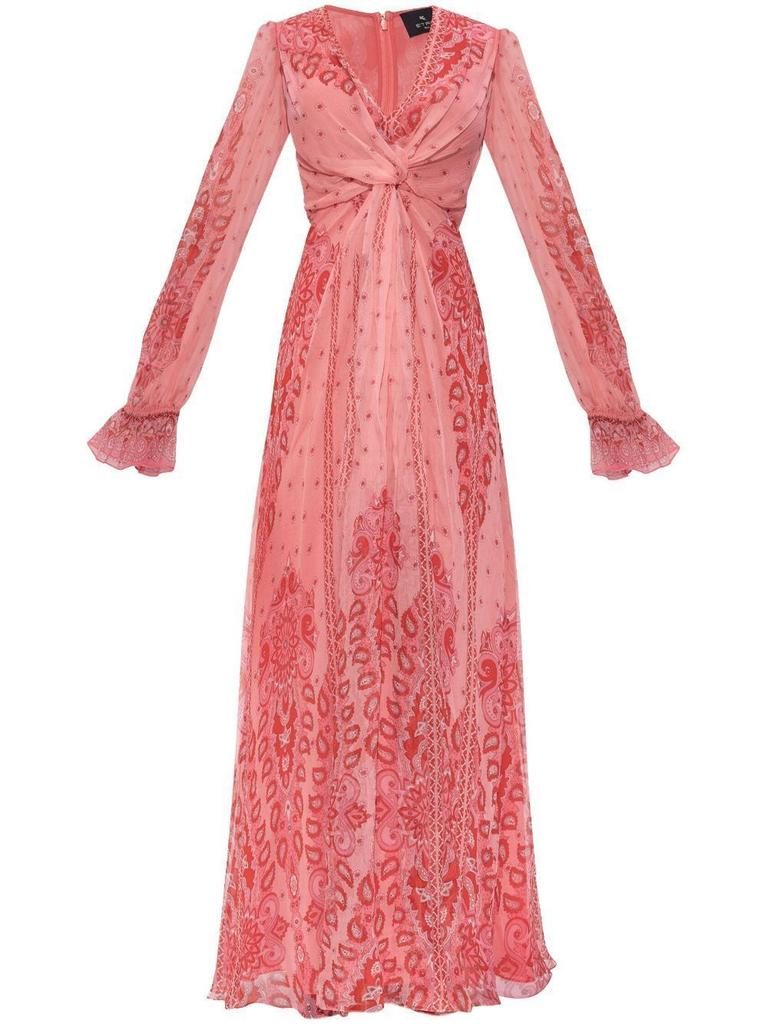 ETRO LONG PINK DRESS WITH PRINT IN SILK - Dresses & Skirts