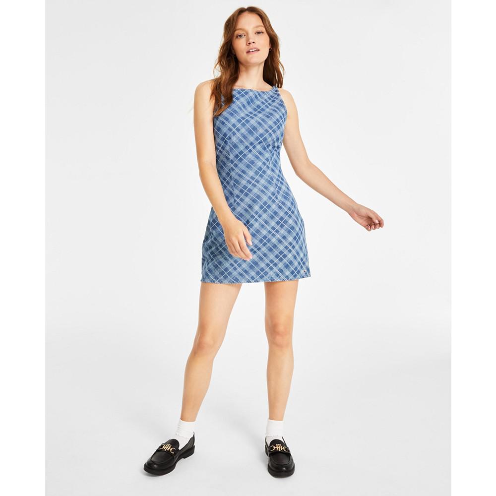 Tommy Jeans Women's Cotton Tartan-Print Mini Dress