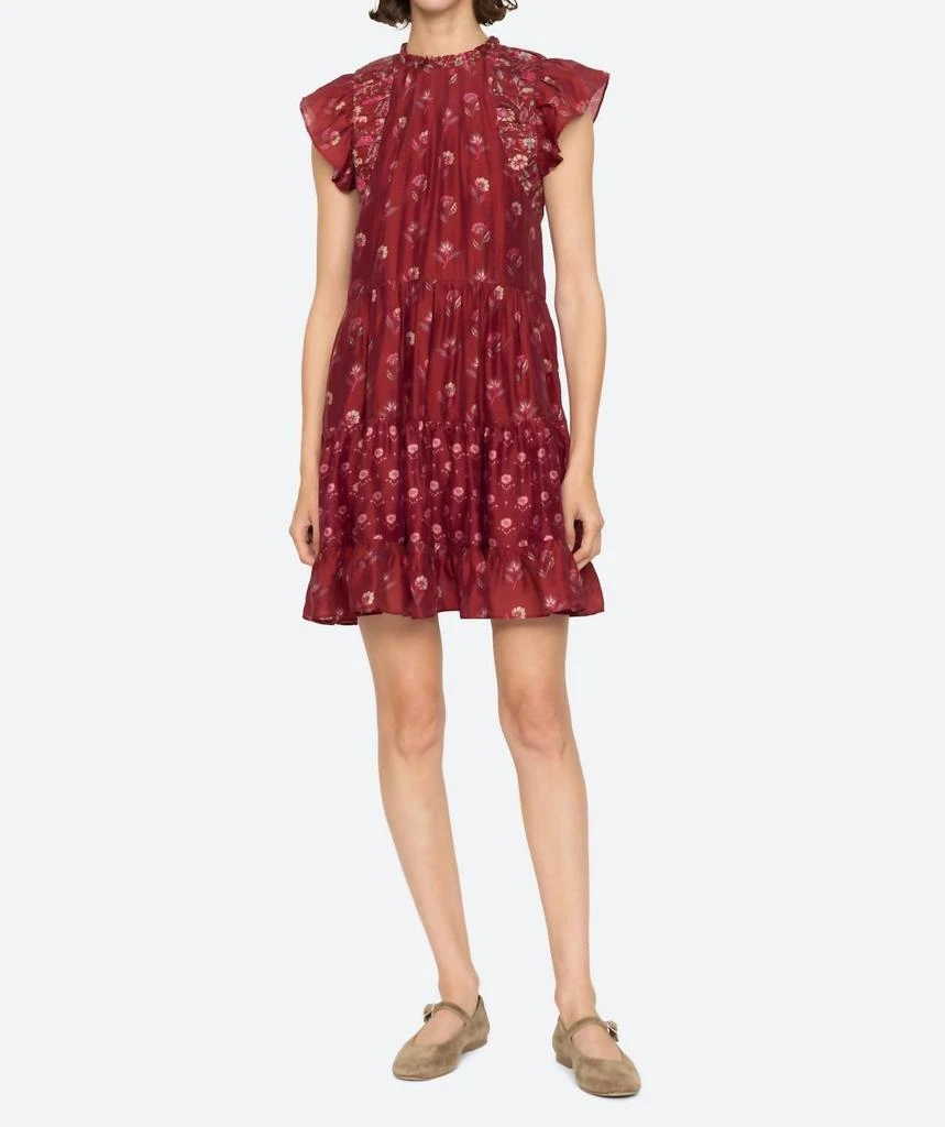 Sea Famke Flutter Sleeve Tunic Dres In Magenta 1