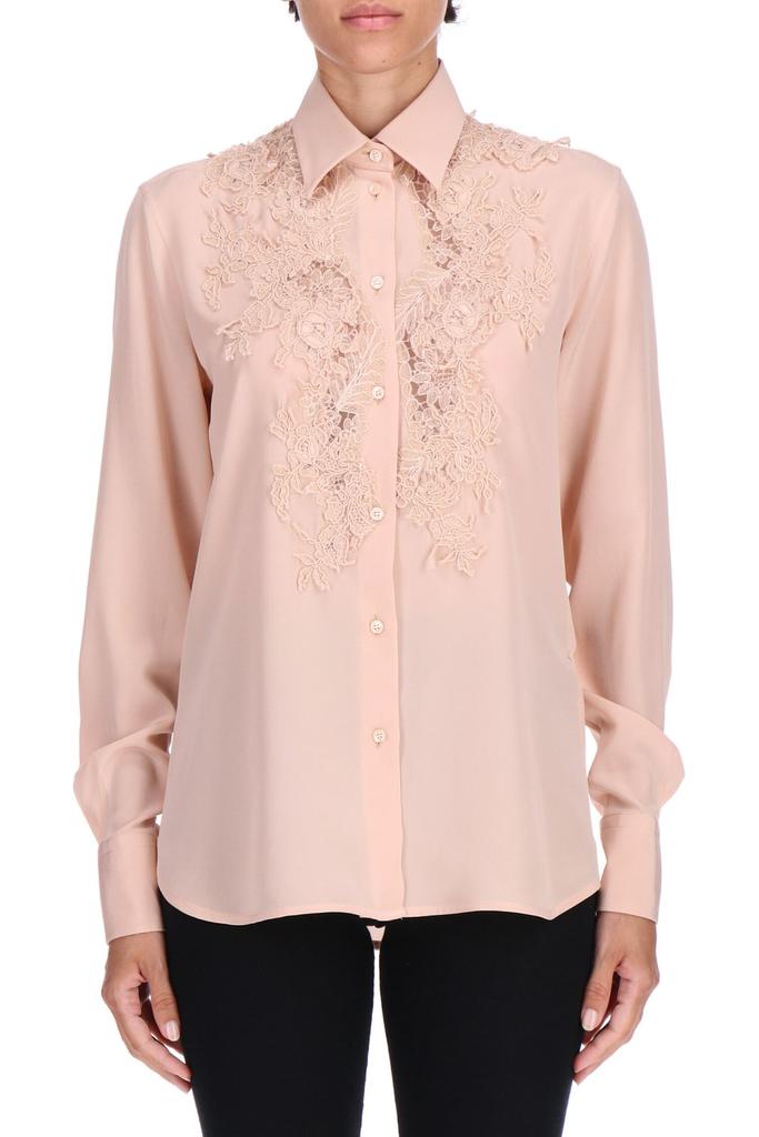 ERMANNO Ermanno Scervino Lace-Panel Curved Hem Shirt